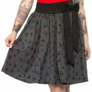 Sourpuss Goth Punk Grunge Black Widow Spider Swing Skirt Sz S